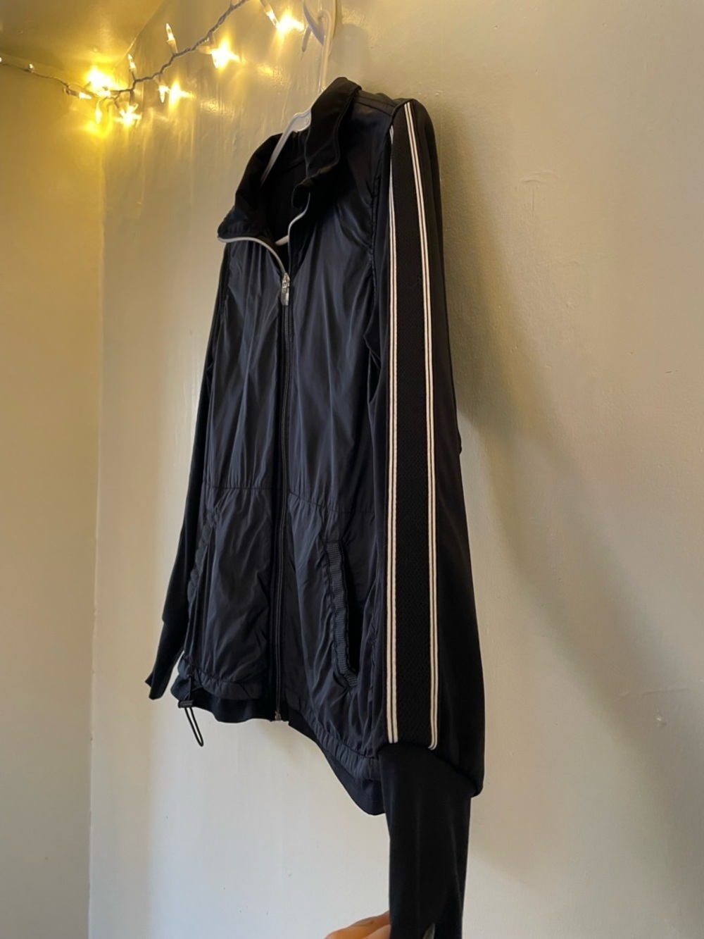 Tangerine Activewear Classic Black Track Jacket White Yoga Comfort Thumbhole Y2K - Picture 5 of 15